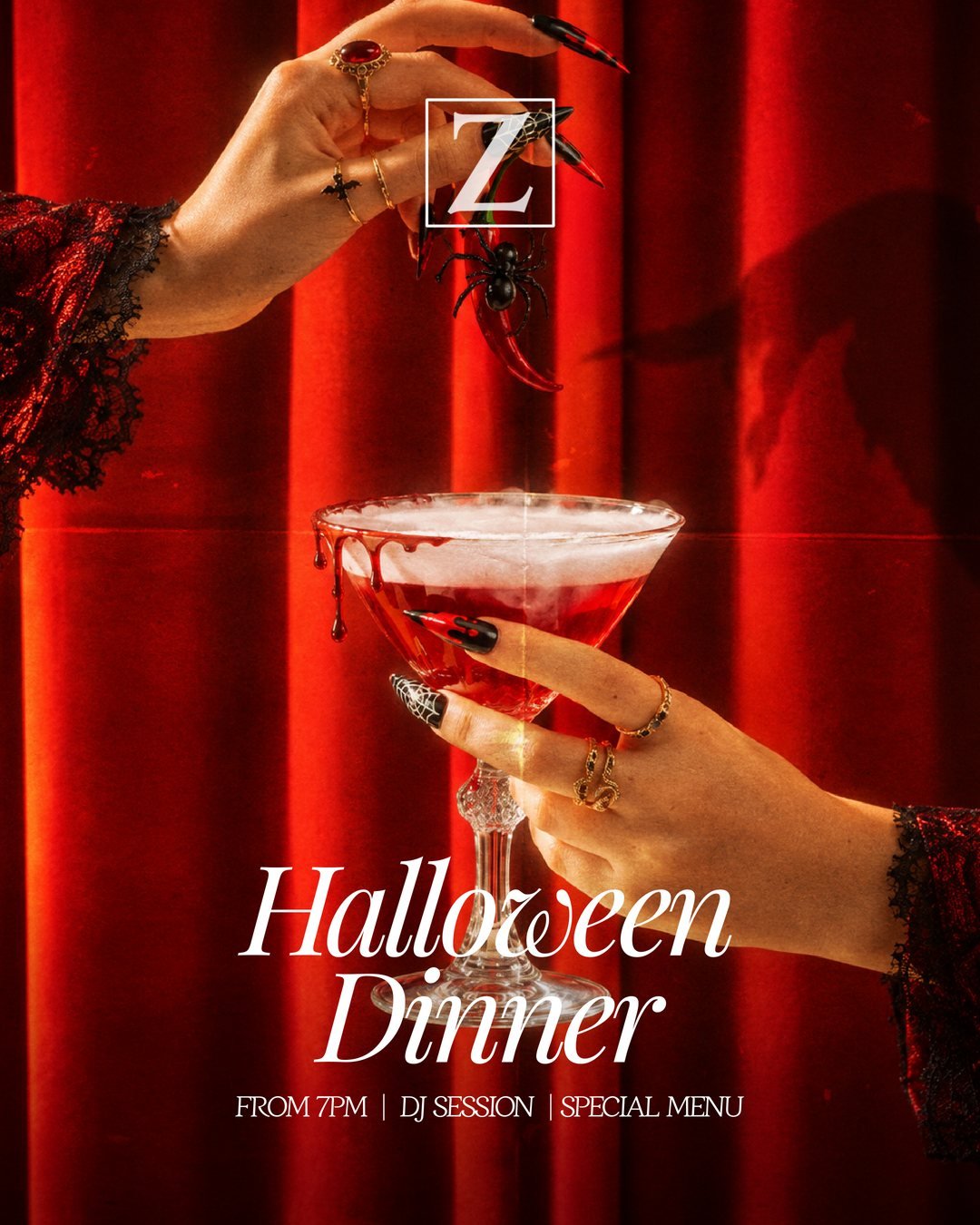 Cartel de la cena de Halloween en Zeñorío